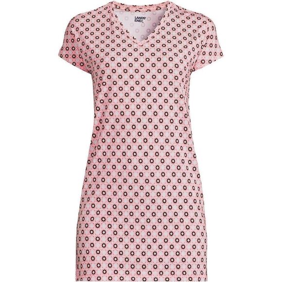 Land’s End Plus size Vneck extra long tunic 18 XL wood lily medallion tile - Picture 1 of 6